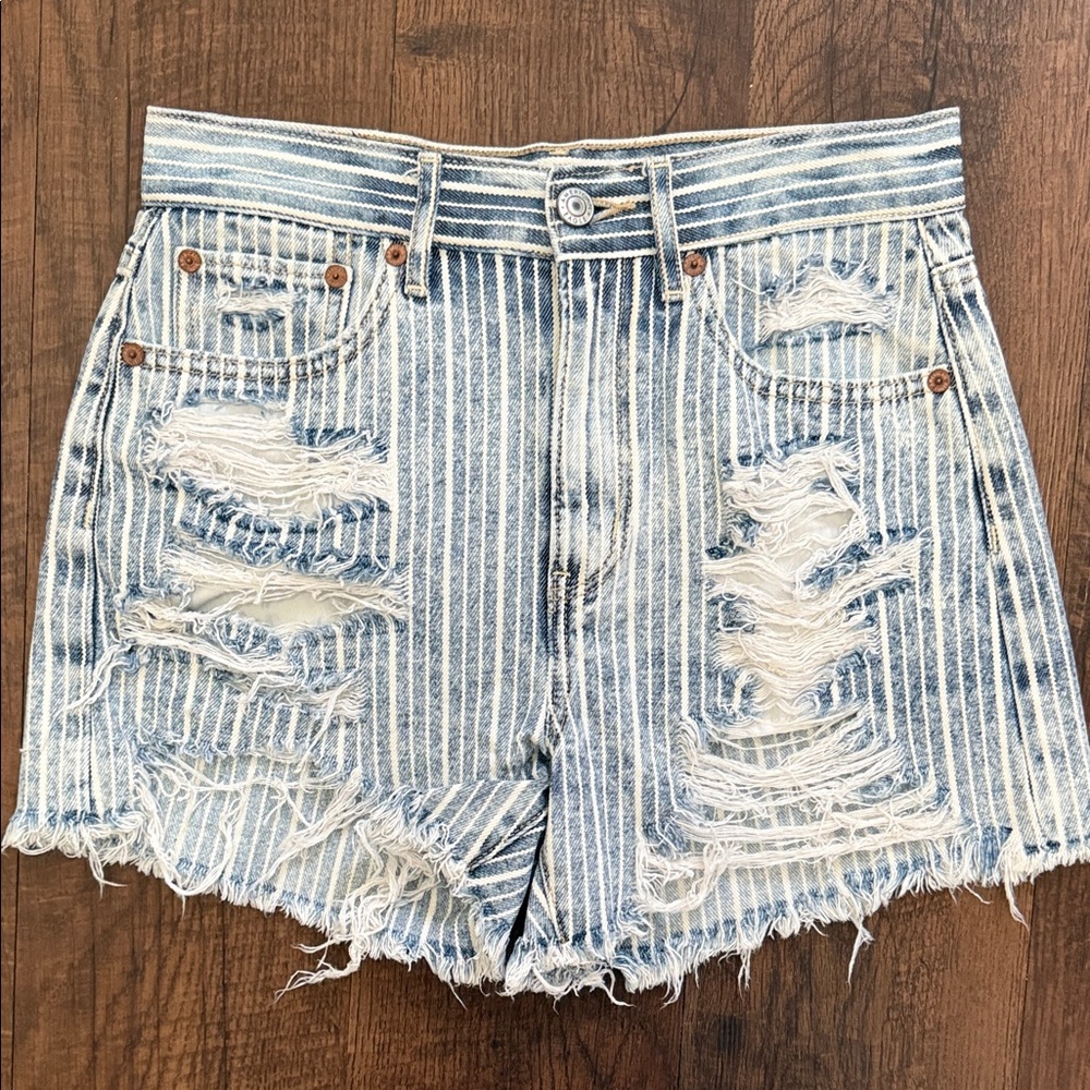 Striped Denim Shorts